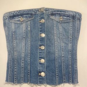 Zara Denim Button Up Top